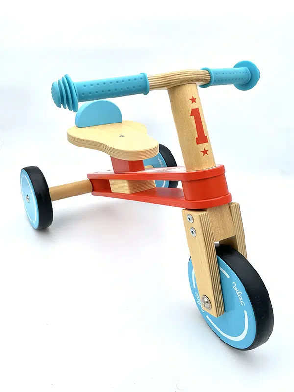 Porteur Tricyclette en bois 3 roues Rouge & Bleu